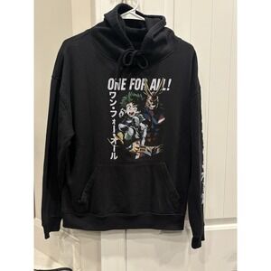 My Hero Academia  "One For All Kanji" Graphic Black Hoodie Sweatshirt Large